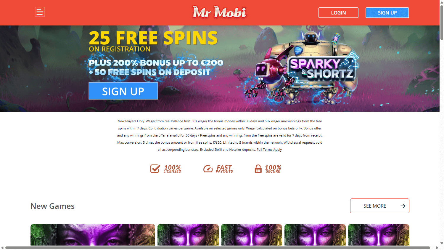 Mr Mobi Casino Desktop screenshot